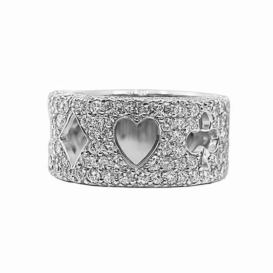 Anillo de póker de Diamantes Oro Blanco 18 k