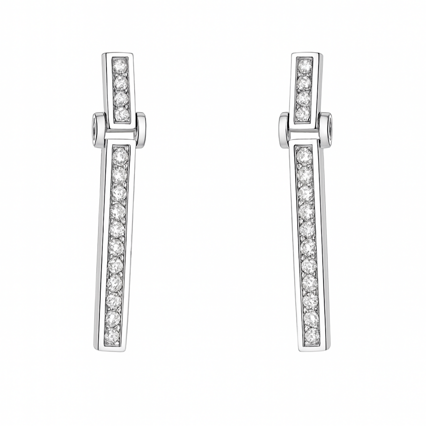 Aretes En Estilo Rectangular Con Oro Blanco Con Diamantes