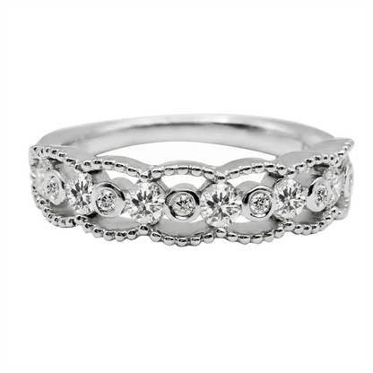 Anillo Cadena de Diamantes en Oro Blanco 18k