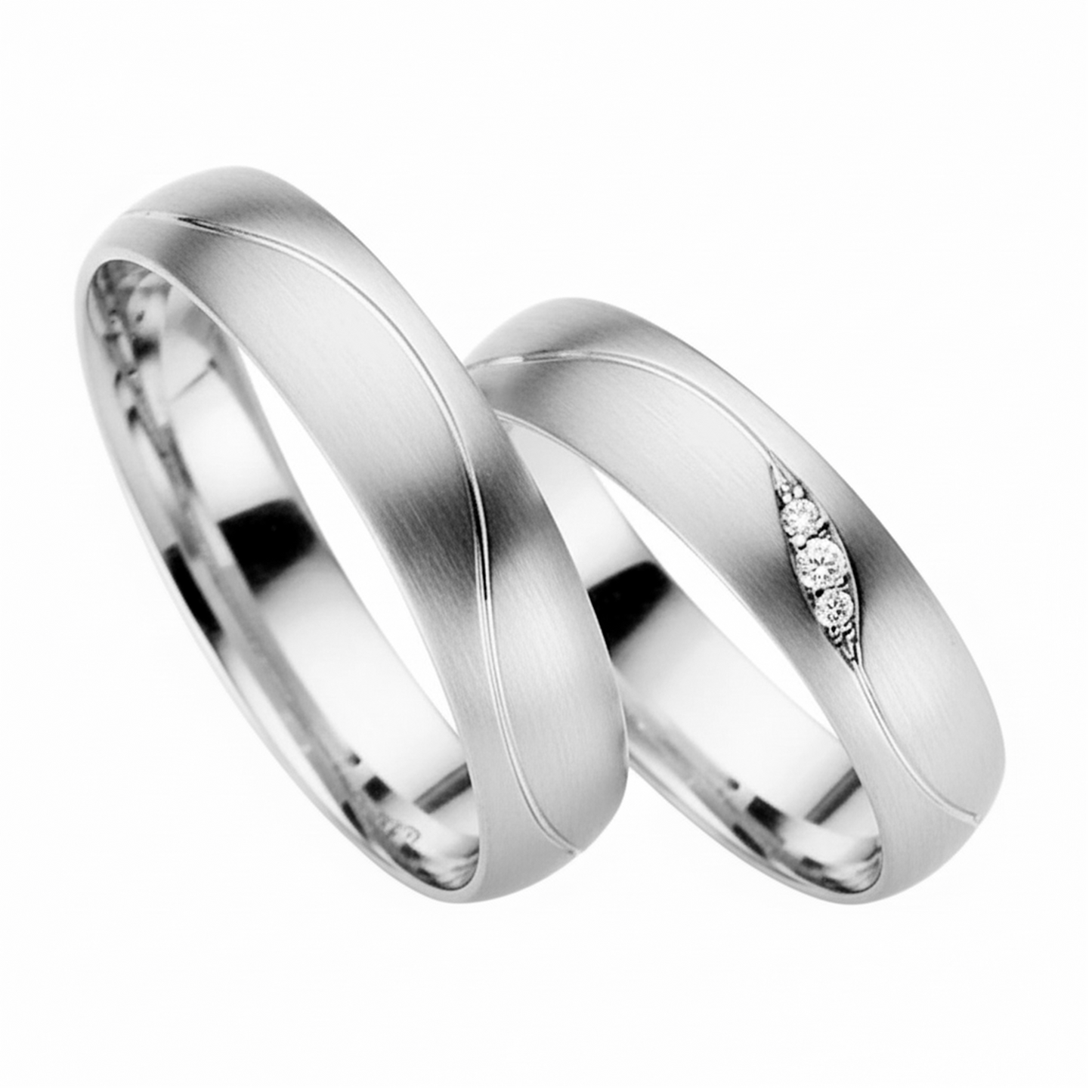 Argollas De Matrimonio Plata rodio efecto  Baño Oro Blanco Compromiso