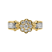 Cargar imagen en el visor de la galería, Anillo en Oro Amarillo 18k y platino  con Diamantes  estilo flor
