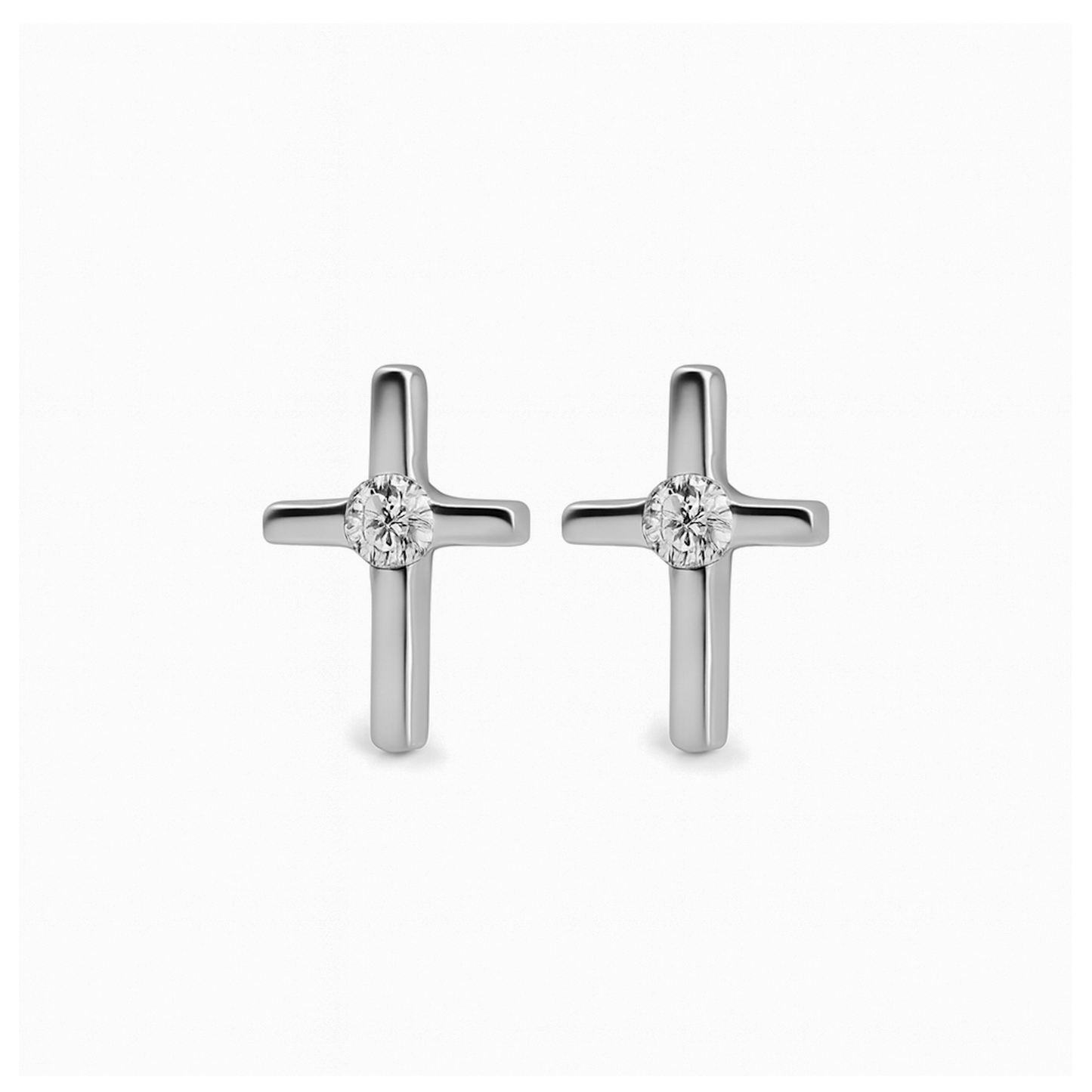 Cruces Oro Blanco 18 k con Diamantes