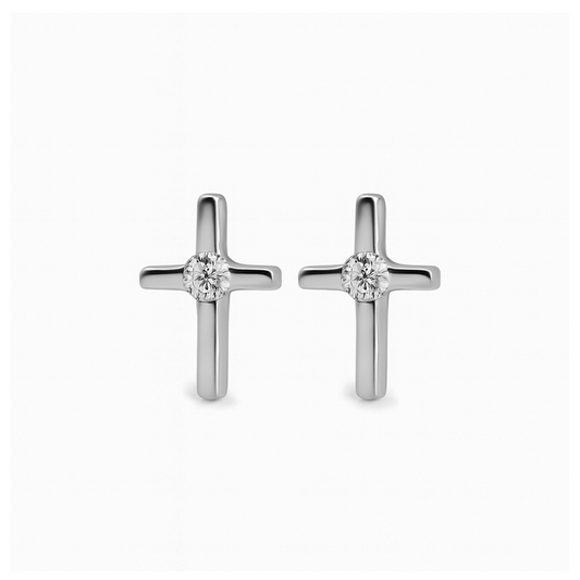 Cruces Oro Blanco 18 k con Diamantes