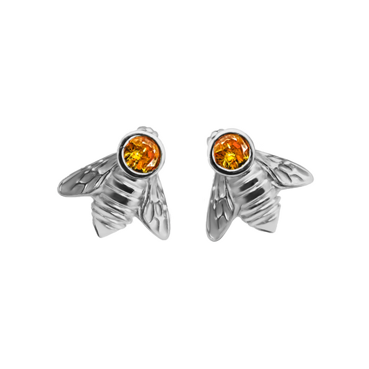 Topos Abeja En Plata y Circon