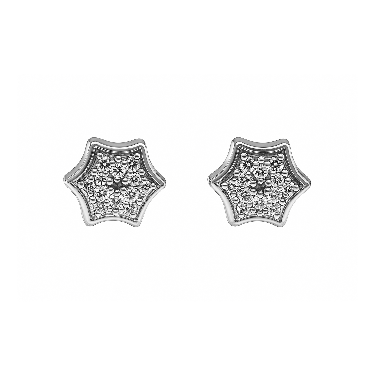 Topos En Forma De Copo De Nieve En Oro Blanco Con Diamantes