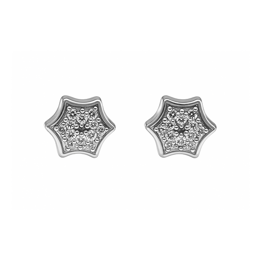Topos En Forma De Copo De Nieve En Oro Blanco Con Diamantes