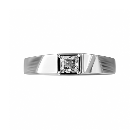 Anillo en Plata con Circon Princess Central – Diseño Masculino y Moderno