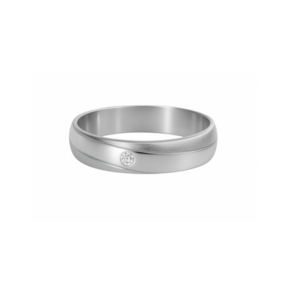 Anillo en Plata con Franja Satinada y Circón Incrustado – Diseño Moderno y Elegante
