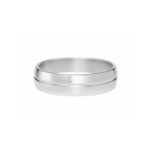 Anillo Plata 950 Línea Clásica con Borde Pulido