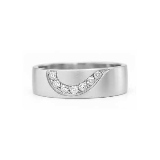 Anillo Plata 950 con Curva de Circones Incrustados
