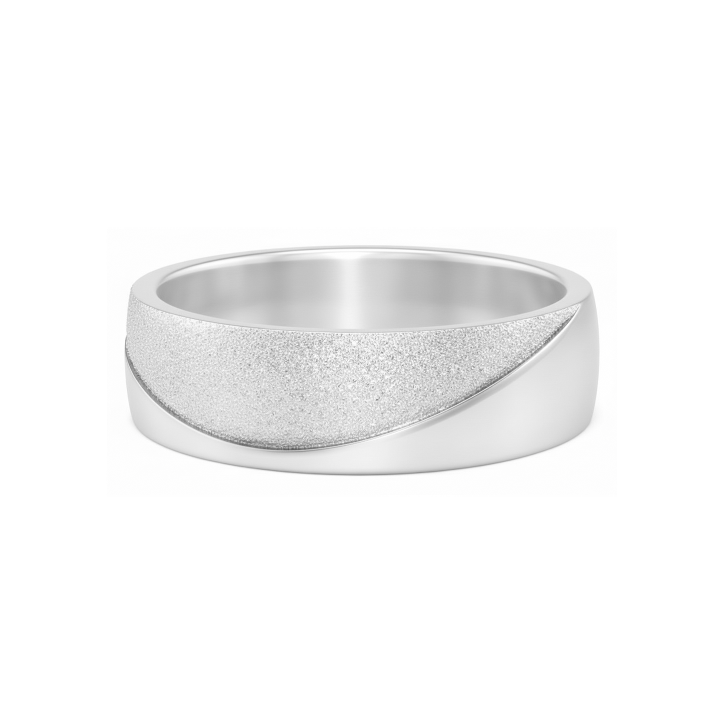 Anillo en Plata 950 con Diseño Satinado Curvo