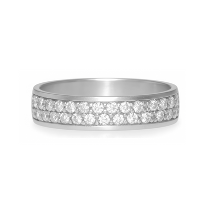 Anillo en Plata 950 con Doble Fila de Circones Brillantes