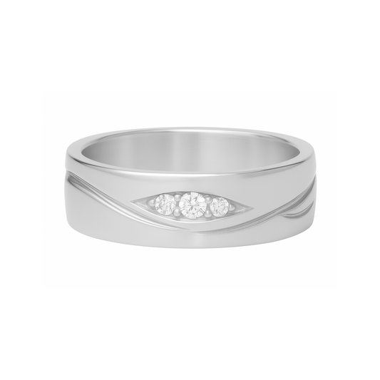 Anillo en Plata 950 con Tres Circones y Diseño Curvo Elegante