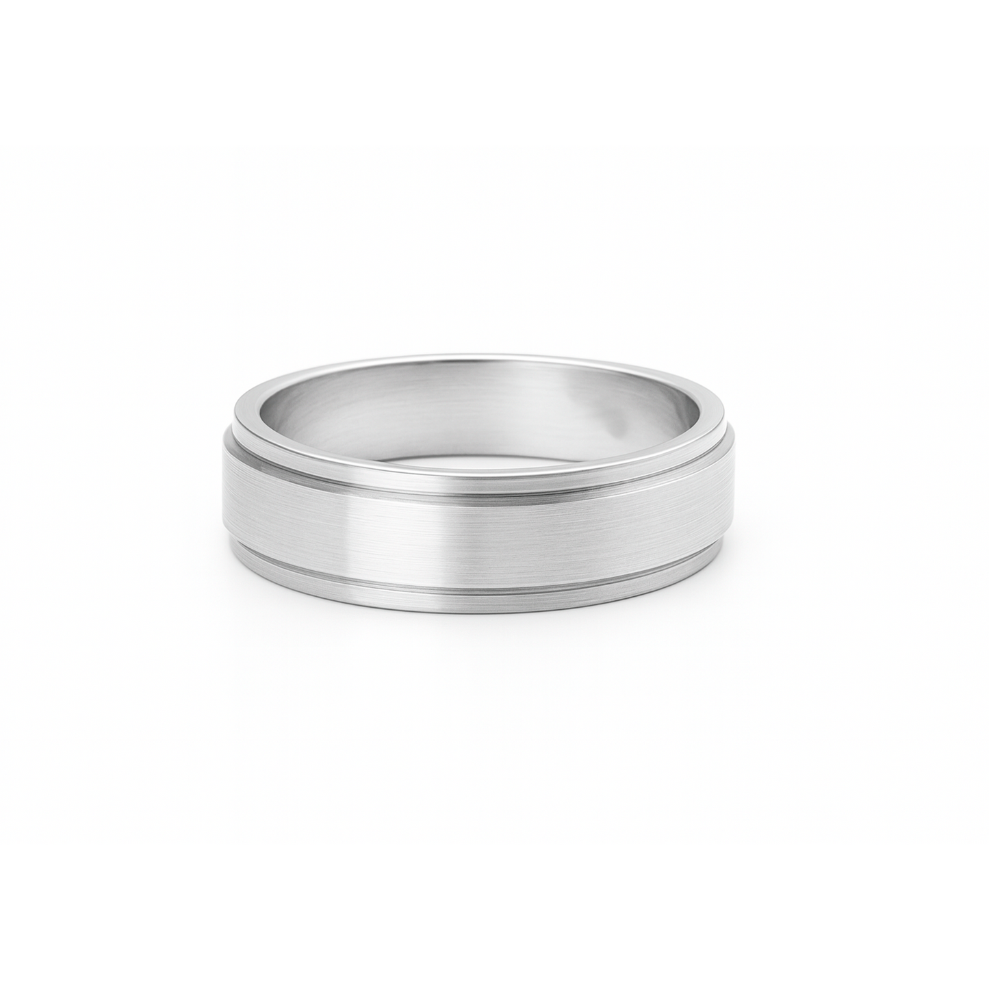 Anillo en Plata 950 con Doble Borde Pulido y Centro Satinado