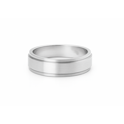 Anillo en Plata 950 con Doble Borde Pulido y Centro Satinado