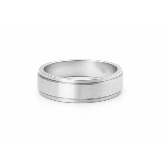 Anillo en Plata 950 con Doble Borde Pulido y Centro Satinado
