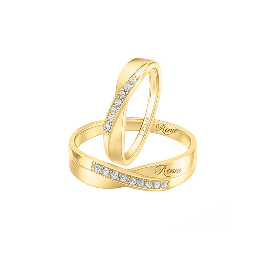 Argolla De Matrimonio Oro 18k Circon Piedras Economicas C/u