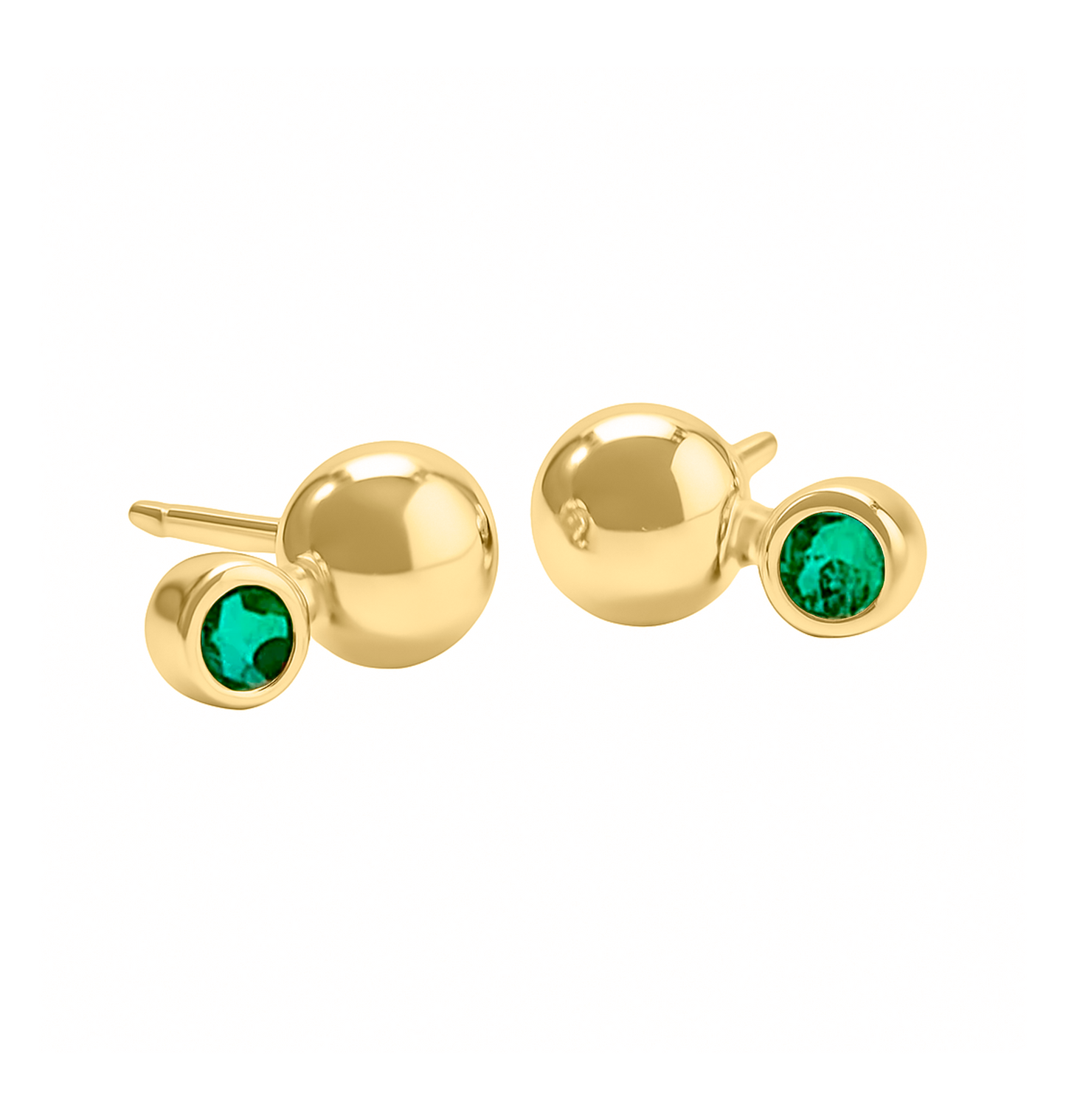 Topos Media Bola En Oro Amarilo 18 k, Con Esmeralda