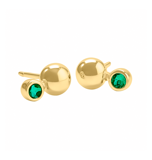 Topos Media Bola En Oro Amarilo 18 k, Con Esmeralda
