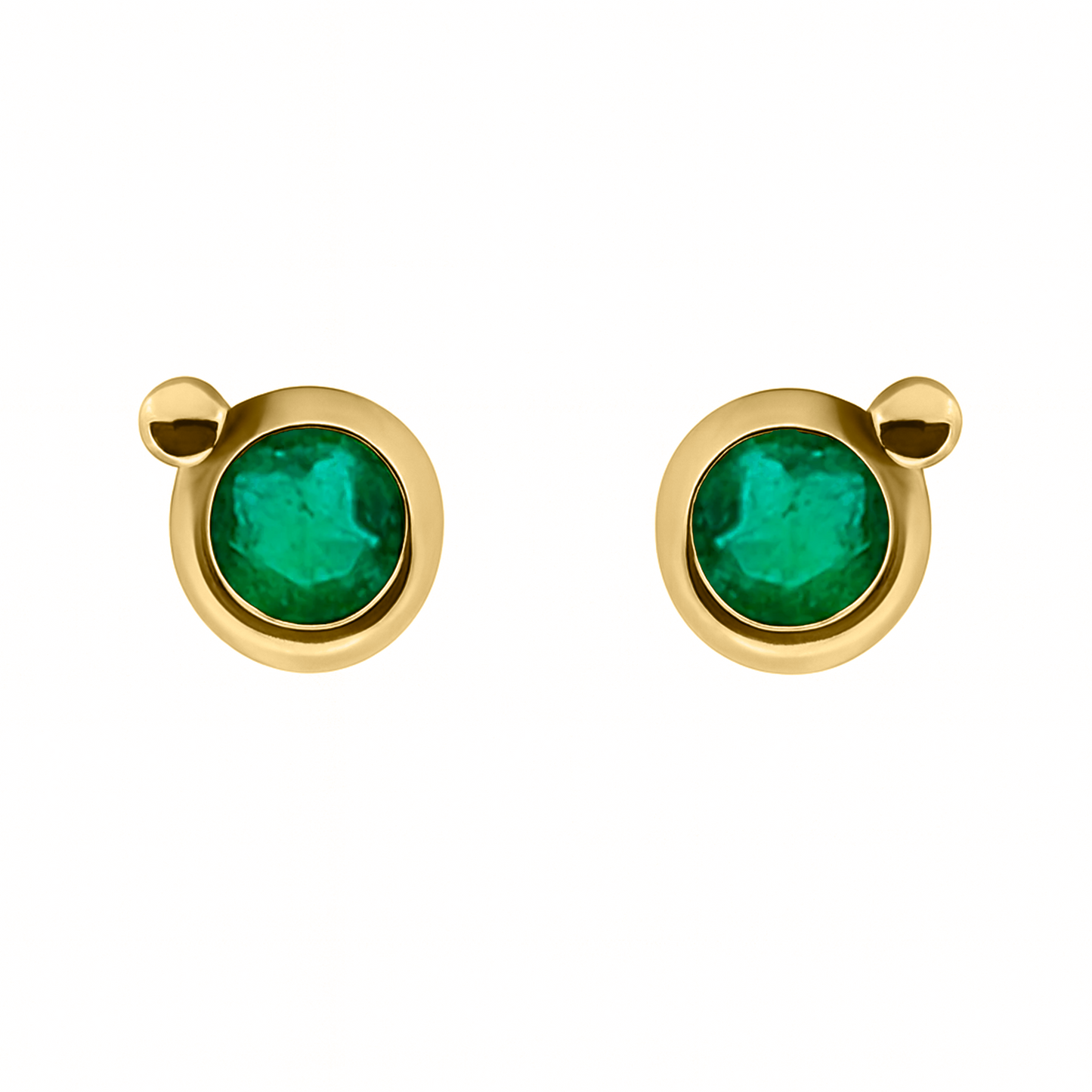 Topos con Esmeralda y Bolita Esquinera ene Oro Amarillo 18k