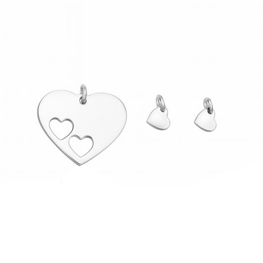 Placa Corazones Familia , Dije En Plata 925 Para Grabar