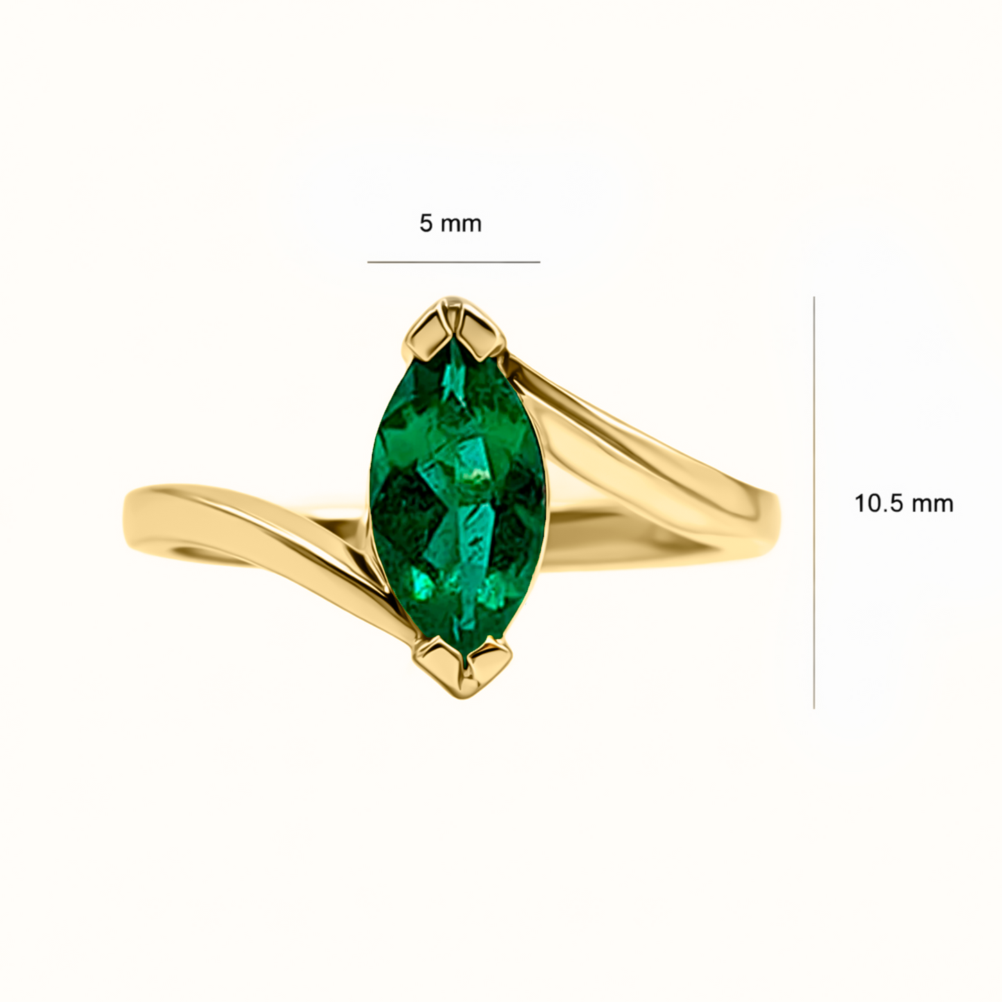 Anillo Marquiise En Esmeralda De Oro Amarillo