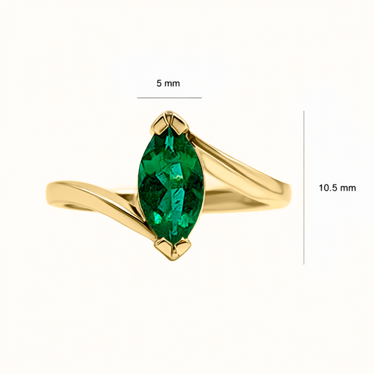 Anillo Marquiise En Esmeralda De Oro Amarillo