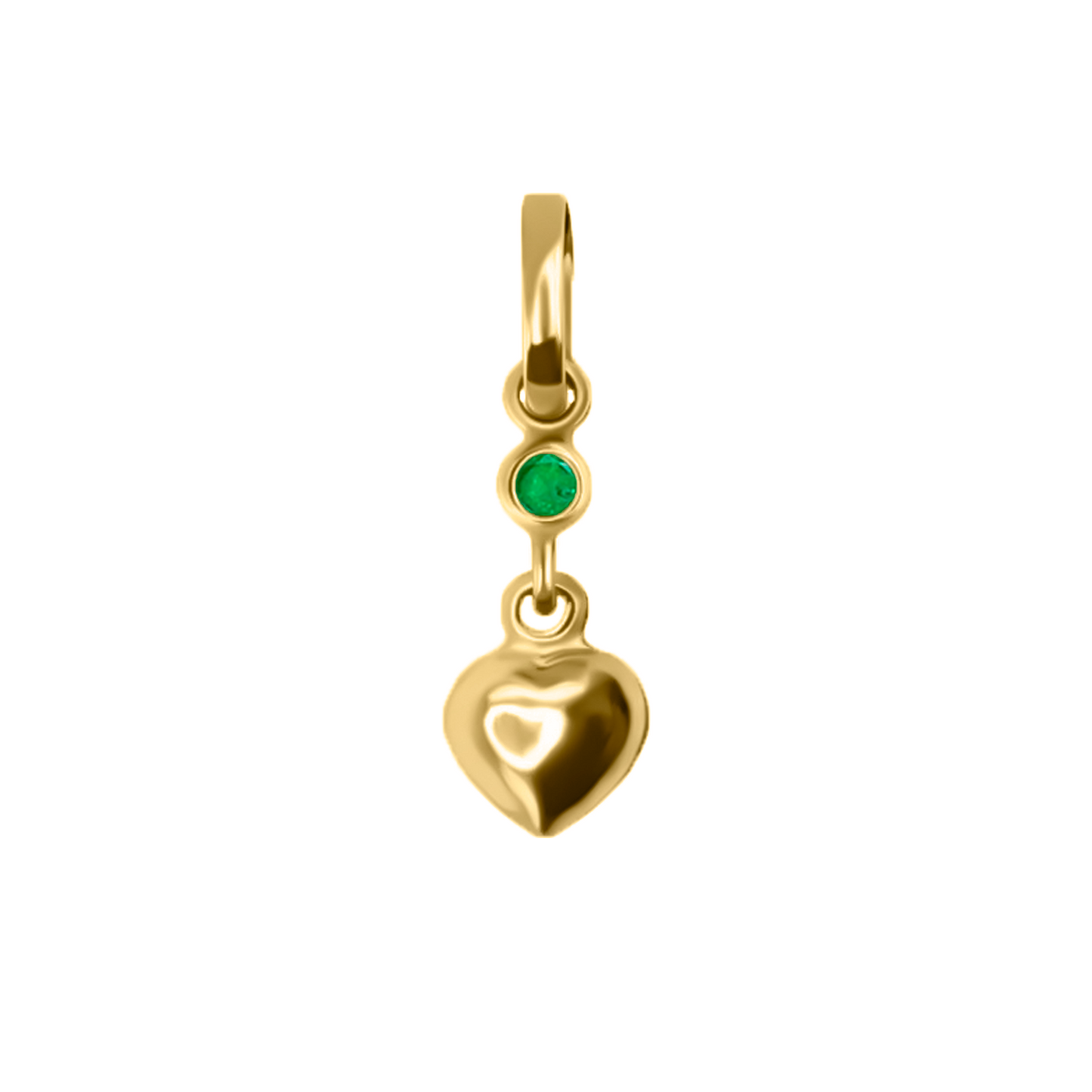 Dije De Corazon Con Esmeralda En Oro Amarillo 18k