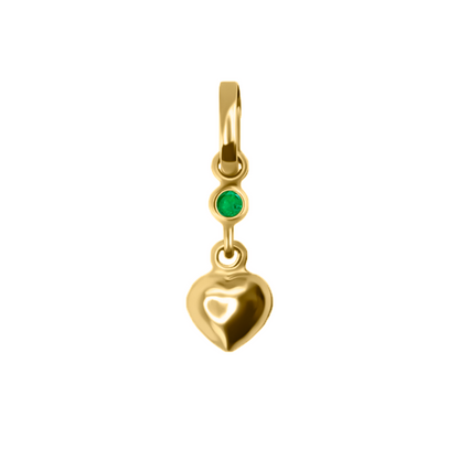 Dije De Corazon Con Esmeralda En Oro Amarillo 18k