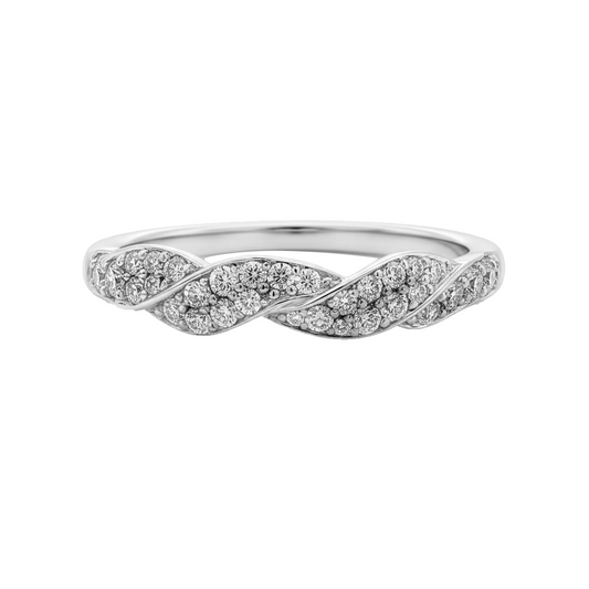 Cintillo Estilo Lazo Bell  en Oro Blanco 18k con Diamantes