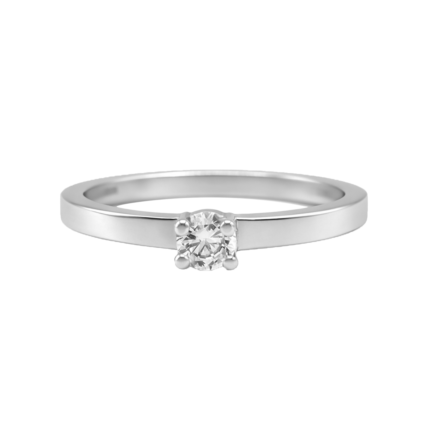 Anillo De Compromiso En Plata Con Diamante De 0.10 Ct