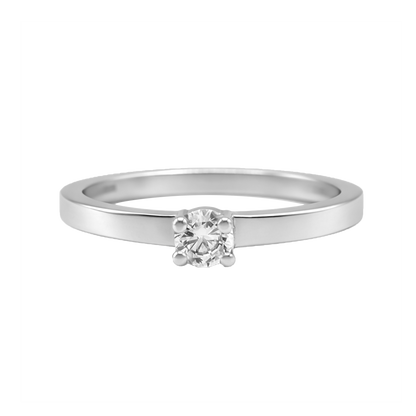 Anillo De Compromiso En Plata Con Diamante De 0.10 Ct
