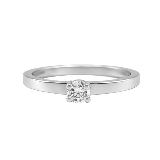 Anillo De Compromiso En Plata Con Diamante De 0.10 Ct