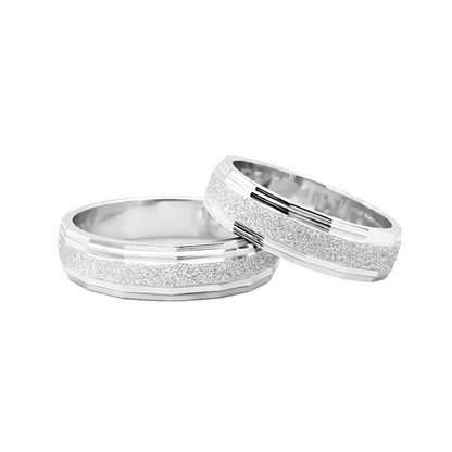 Anillo Compromiso  geométrico , Efecto Oro Blanco 950 Plata