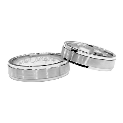 Argollas De Boda En Plata Con Estuche Y Grabado Anillo