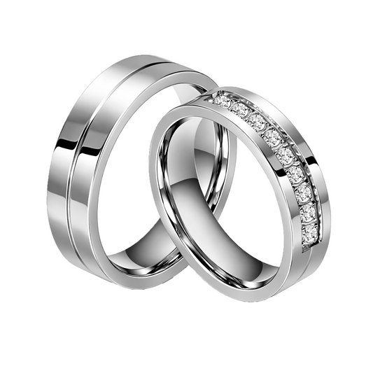 Argollas En Plata 950/ Para Pareja Con Estuche