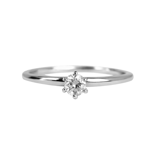 Anillo De Compromiso En Plata Con Circón De 6 uñas