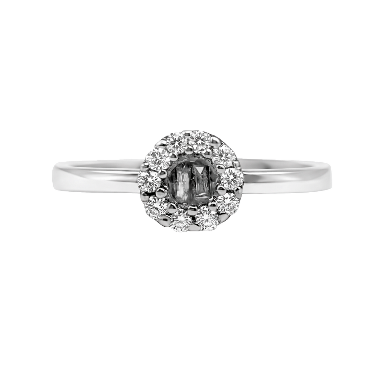 Anillo en Oro Blanco 18K con Diamante Mini Marquesa