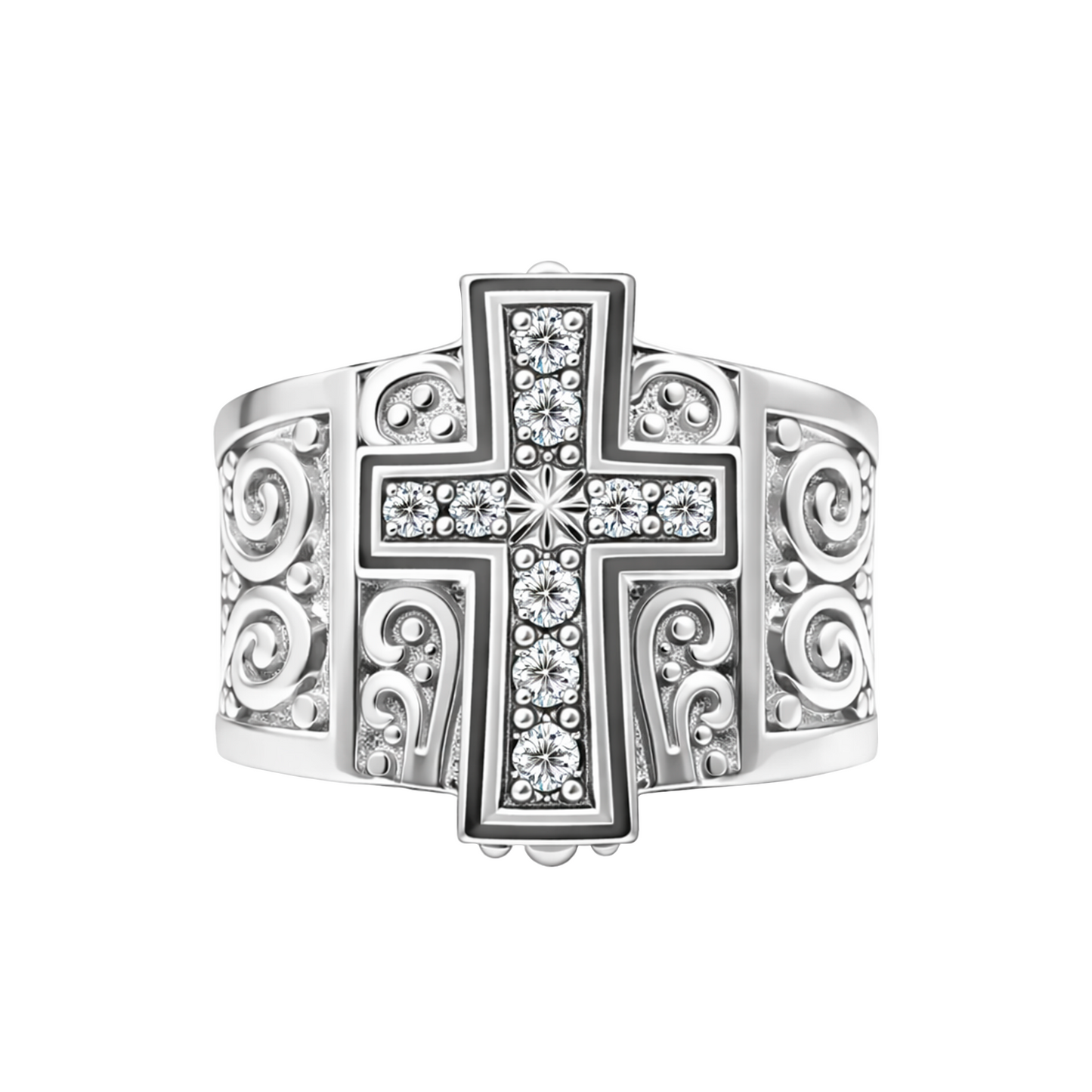 Anillo en Plata Cruz con Circones