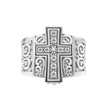 Anillo en Plata Cruz con Circones