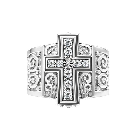 Anillo en Plata Cruz con Circones