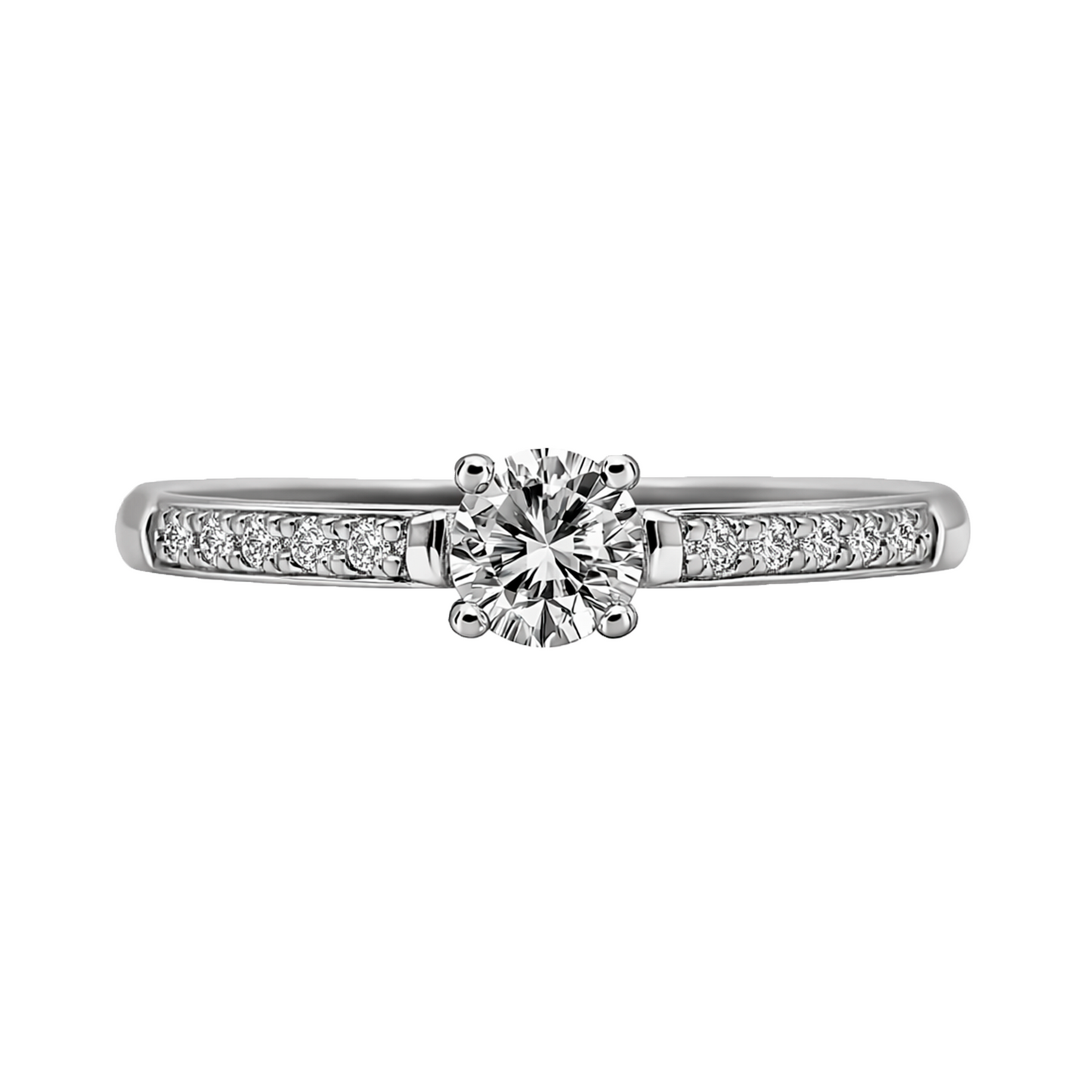 Anillo compromiso y Diamantes, oro blanco 18k