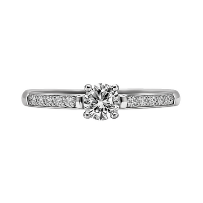 Anillo compromiso y Diamantes, oro blanco 18k