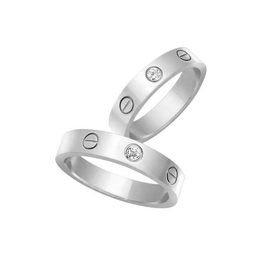 Par De Anillo De Compromiso Con Hermosas Piedras