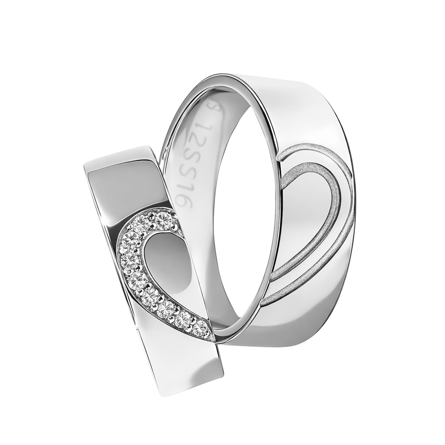 Par Argollas De Matrimonio En Plata 950 Corazón Grabado