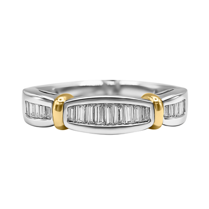 Anillo de Oro Amarillo 18k y Platino Cinturón con  Diamantes