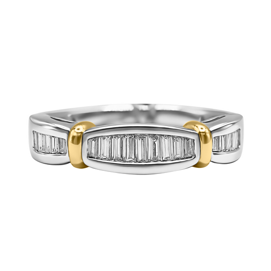 Anillo de Oro Amarillo 18k y Platino Cinturón con  Diamantes