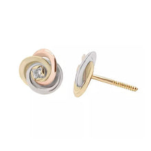 Cargar imagen en el visor de la galería, Topos De Rosa En Tres Oros 18k Para Mujer/ Niña
