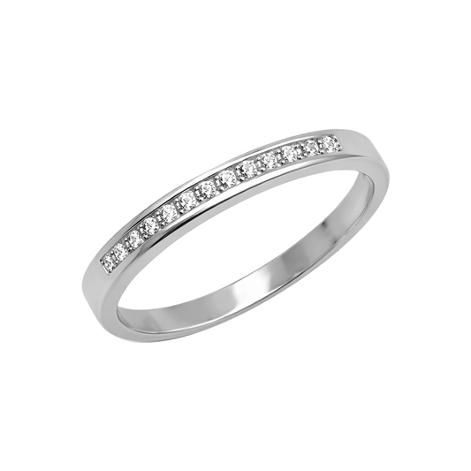 Cintillo en Oro Blanco 18k con Diamantes al Bisel