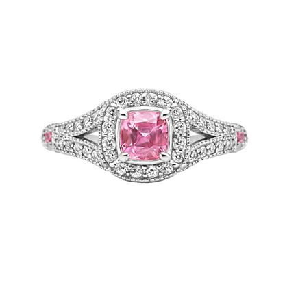 Anillo Zafiro Violeta 4 Uñas En Oro Blanco 18k